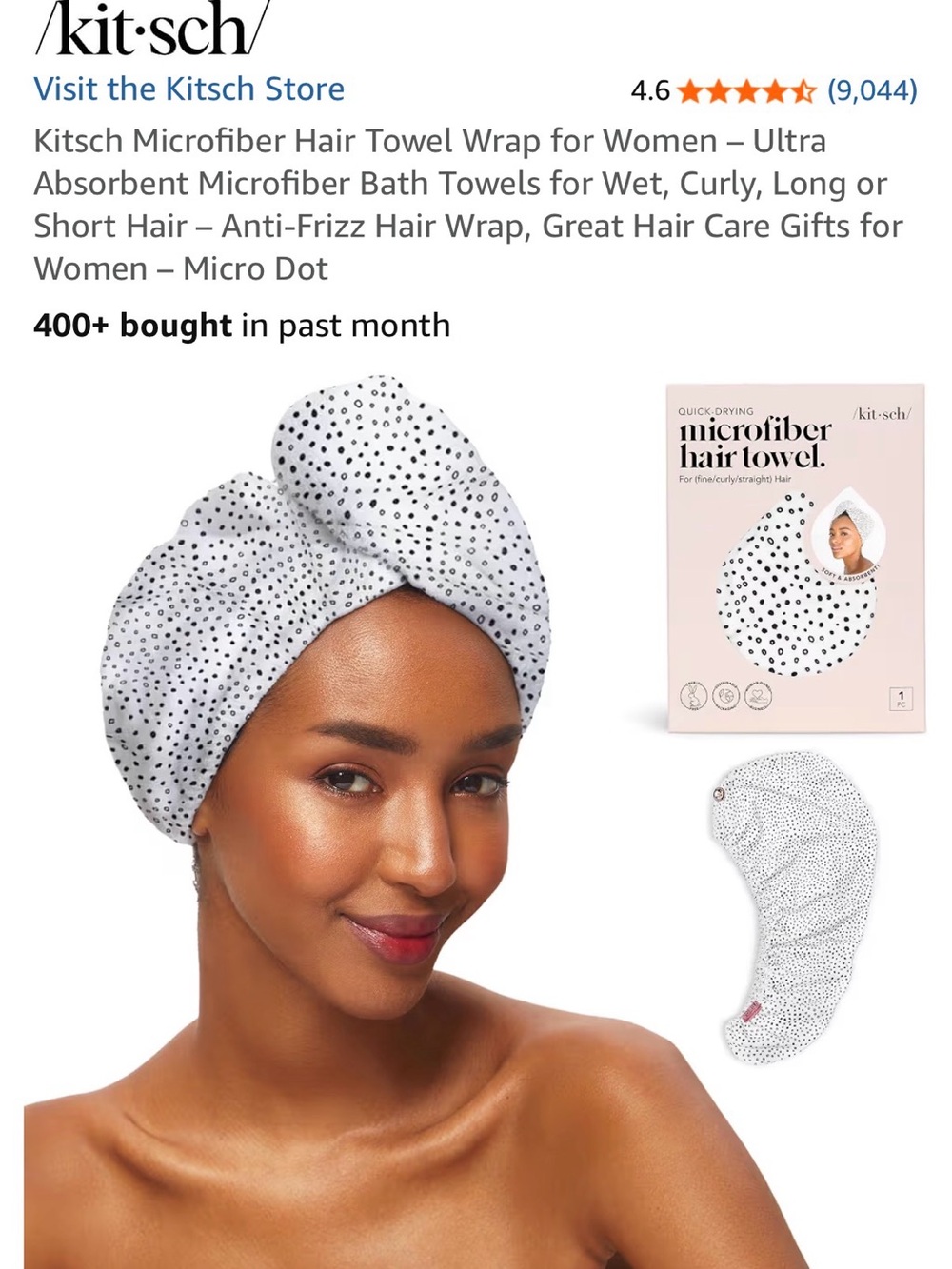 Kitsch White Microfiber Hair Towel Wrap